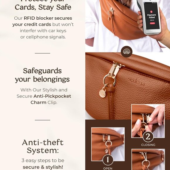Anti Pickpocket Bag - RFID Crossbody Bag for Travel, Adjustable Strap Multiple C - Picture 4 of 9
